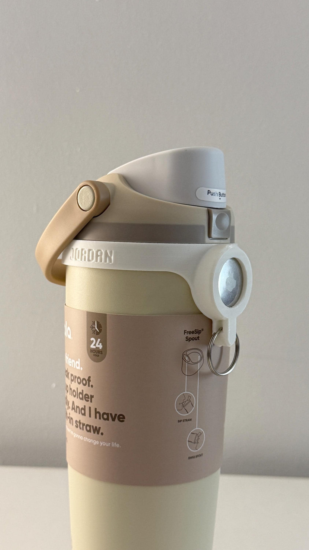 For the Owala Sway 30oz Water Bottle - Customizable Name Band with AirTag Holder and Keyring