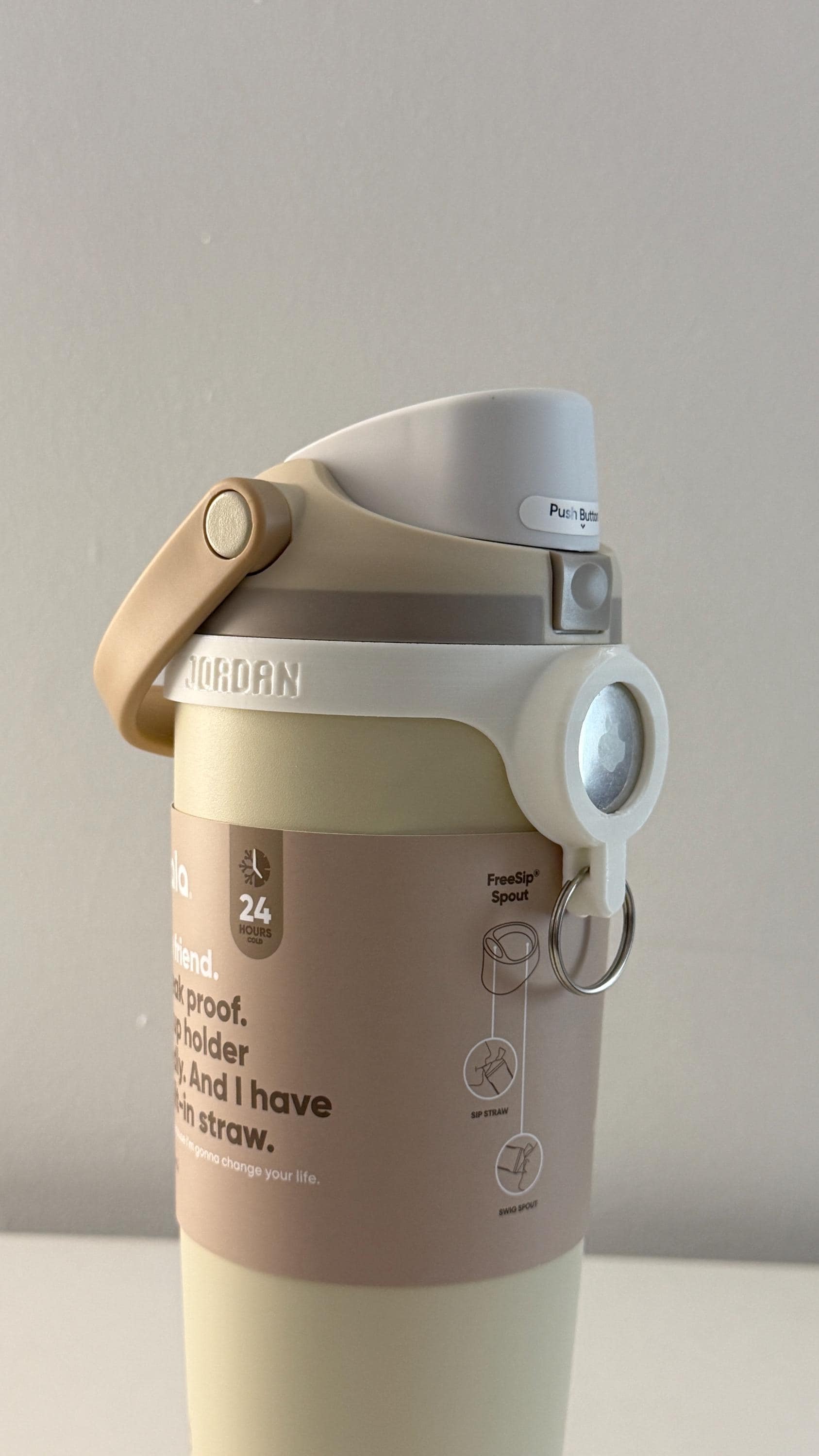 For the Owala Sway 30oz Water Bottle - Customizable Name Band with AirTag Holder and Keyring