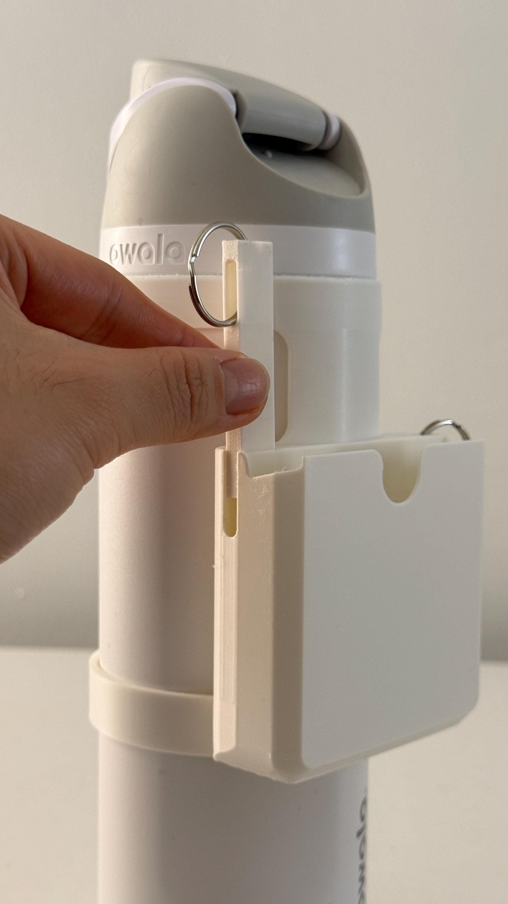 For the Owala FreeSip 24oz Water Bottle - Customizable Name Band with Phone Dock, Carrying Pouch and Dual Key Ring Holder