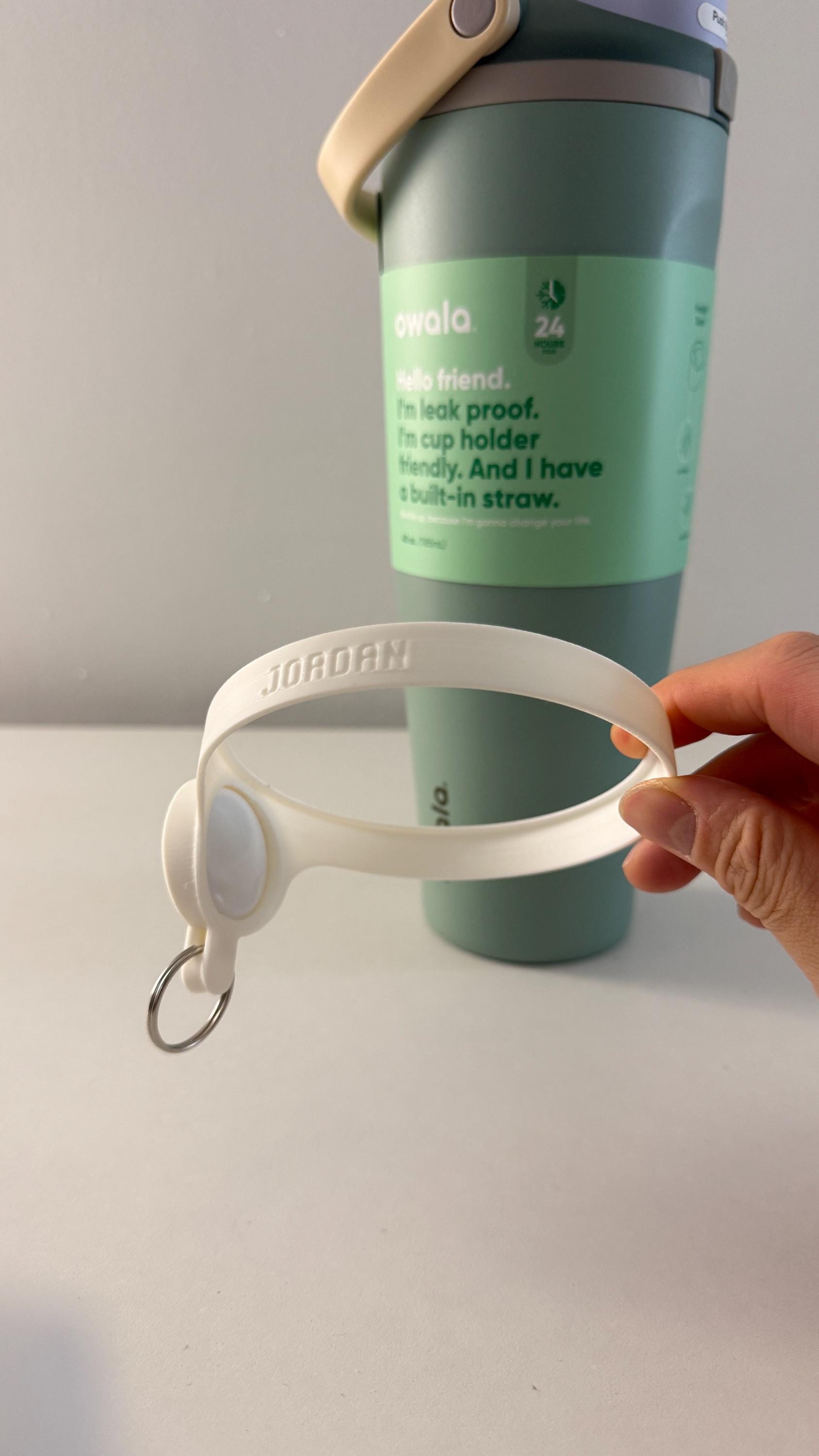 For the Owala Sway 40oz Water Bottle - Customizable Name Band with AirTag Holder and Keyring