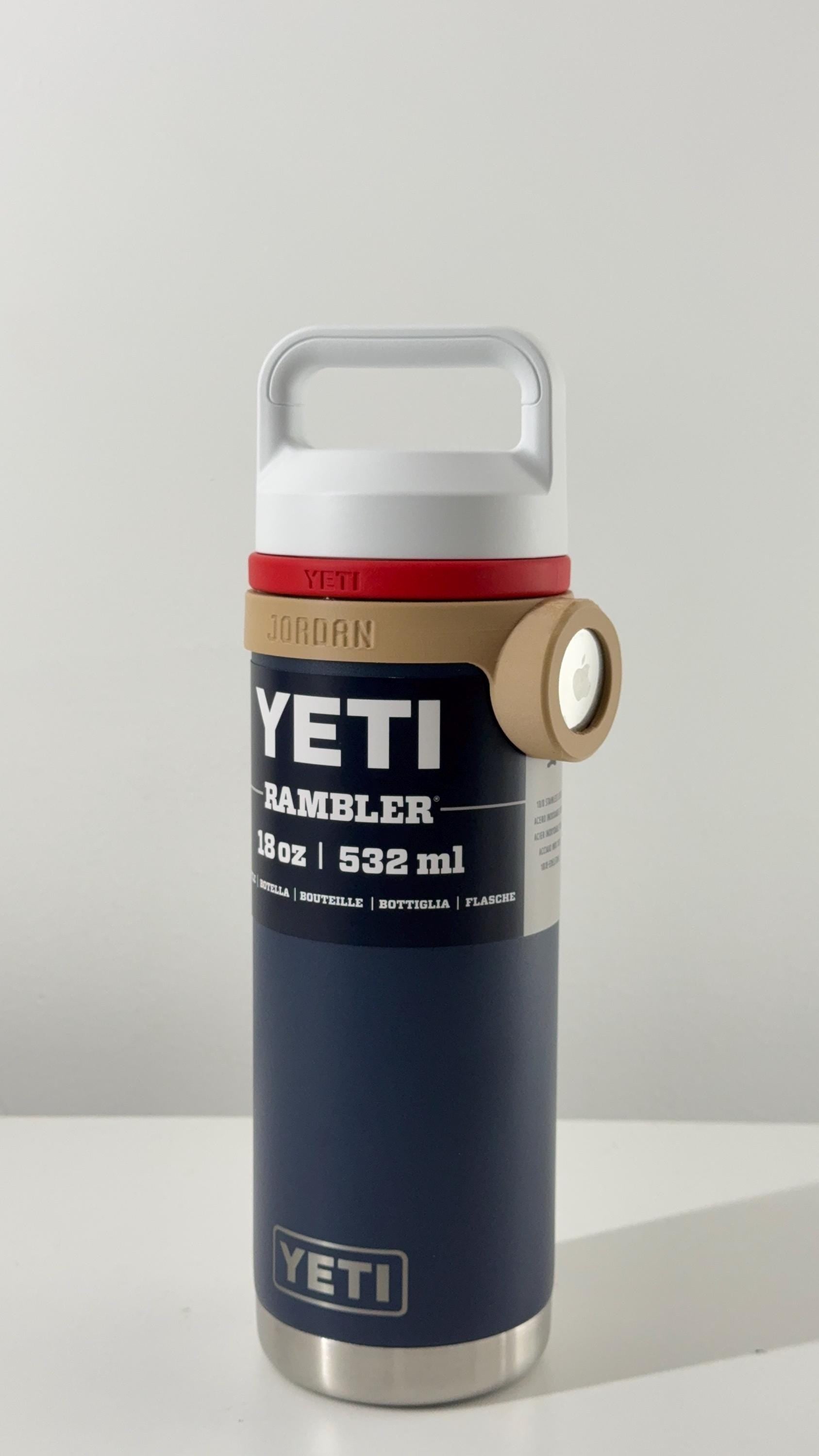 For the Yeti Rambler 18oz Water Bottle - Customizable Name Band with AirTag Holder