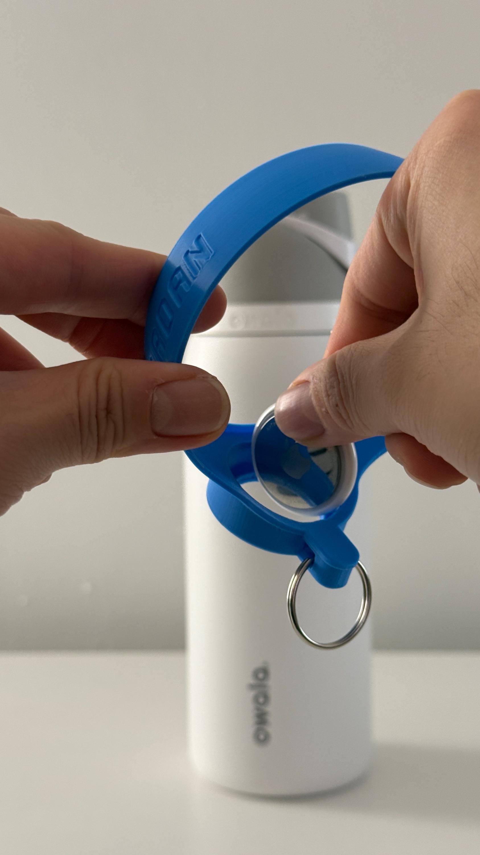 For the Owala FreeSip 40oz Water Bottle - Customizable Name Band with AirTag Holder and Keyring