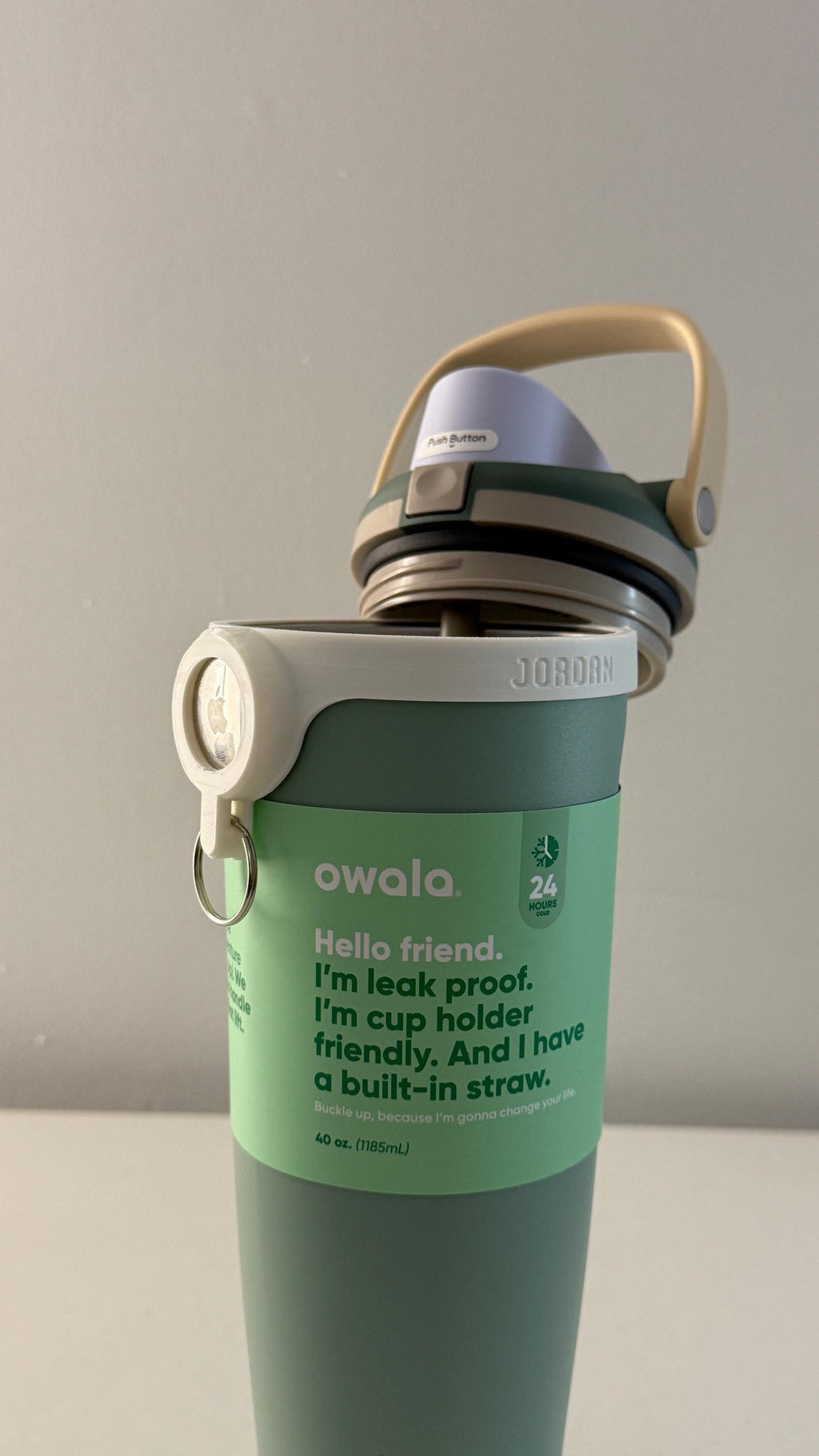For the Owala Sway 40oz Water Bottle - Customizable Name Band with AirTag Holder and Keyring