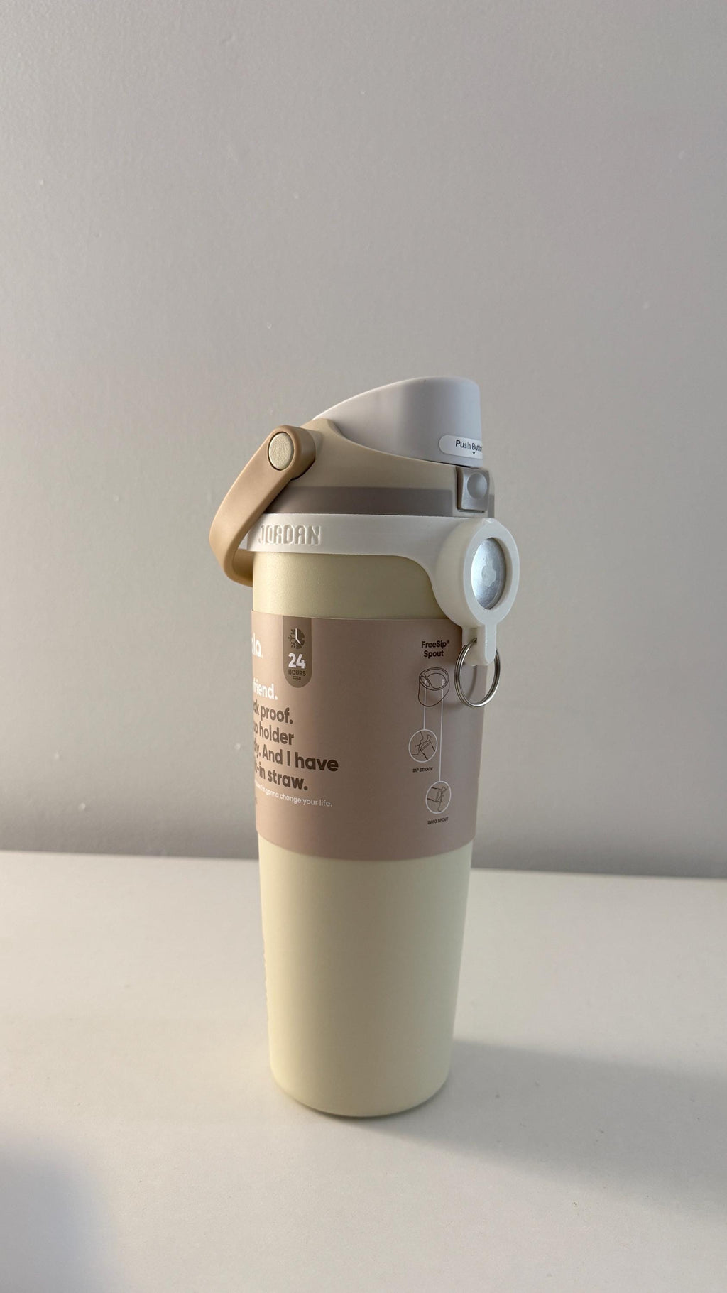 For the Owala Sway 30oz Water Bottle - Customizable Name Band with AirTag Holder and Keyring