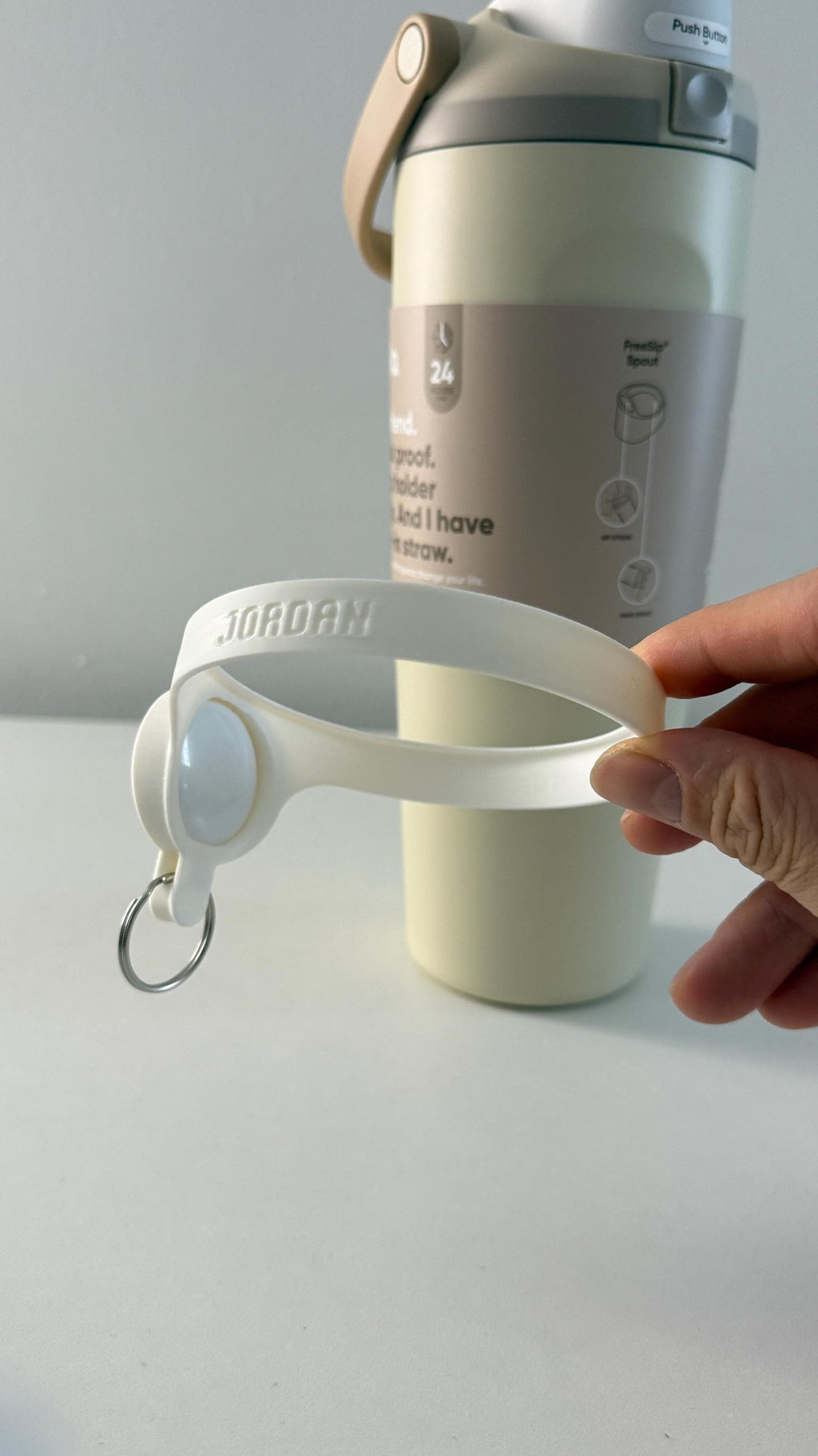 For the Owala Sway 30oz Water Bottle - Customizable Name Band with AirTag Holder and Keyring