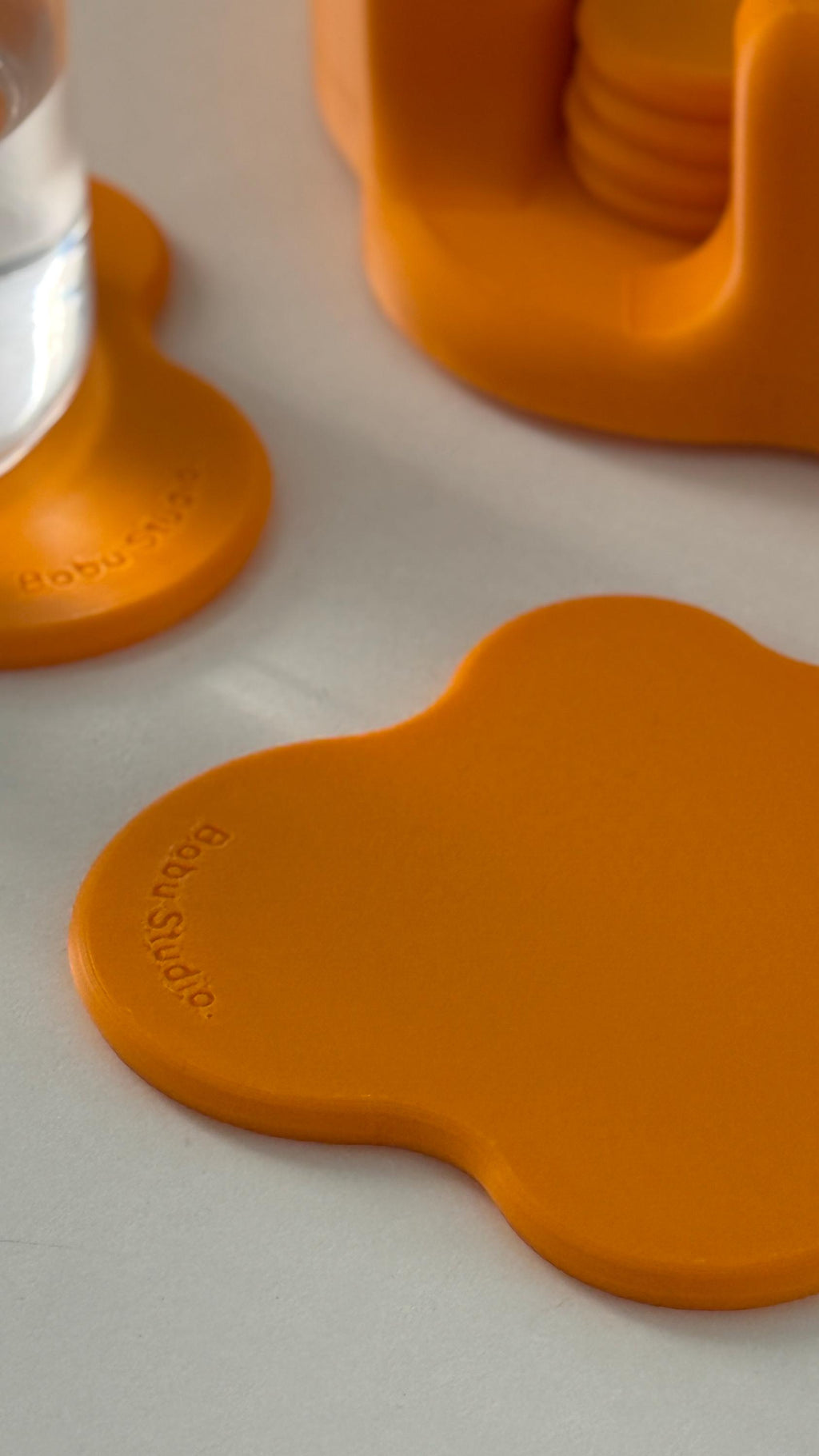 Organic Cloud Coaster Set – Customizable Modern 3D Printed Drink Coasters with Holder (Set of 6)