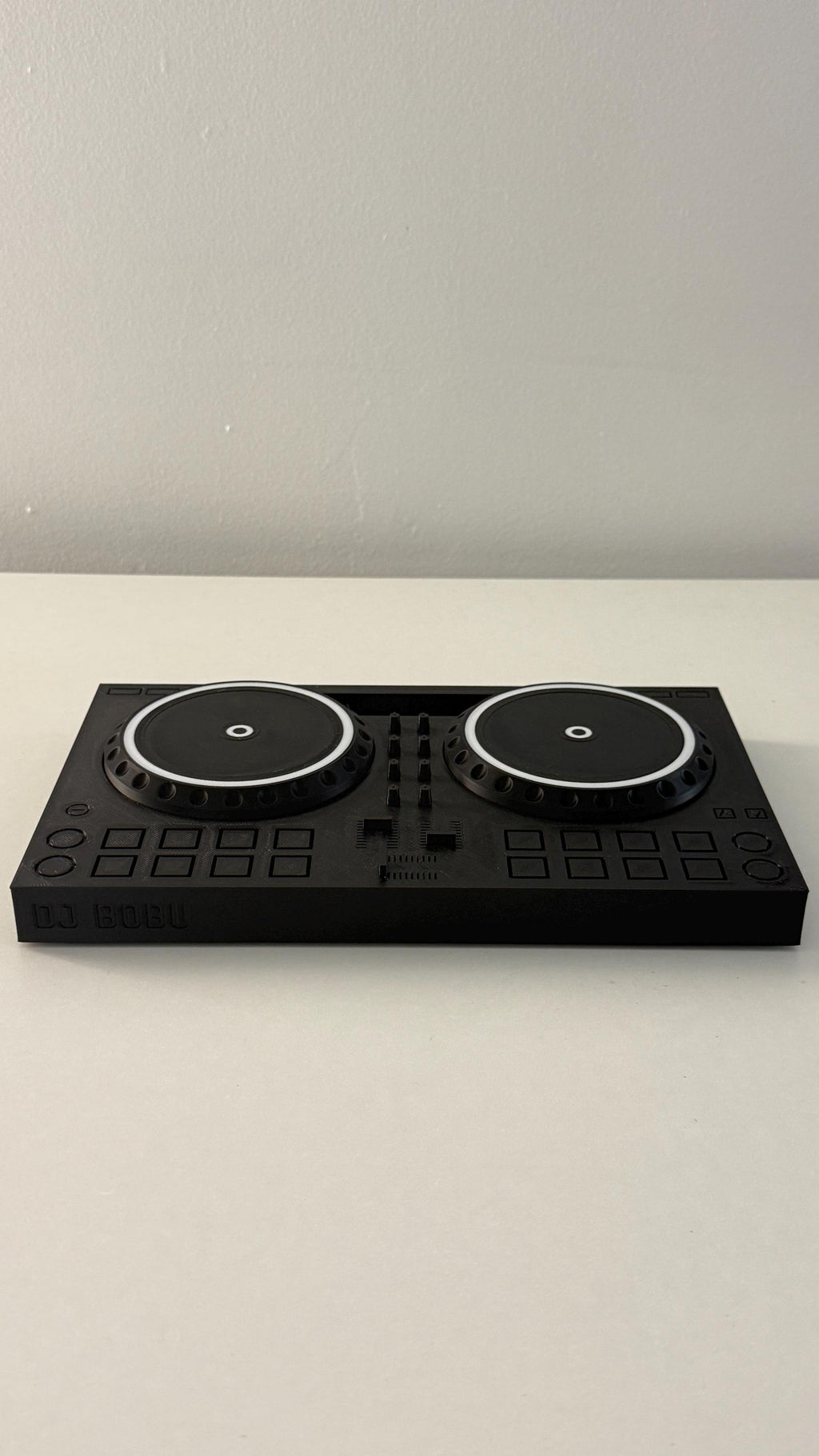 DJ Turntable Coaster Set – 6pc Vinyl Drink Coasters with 10”x6” Controller Base | Customizable Nameplate Option | DJ Gift for Music Fans