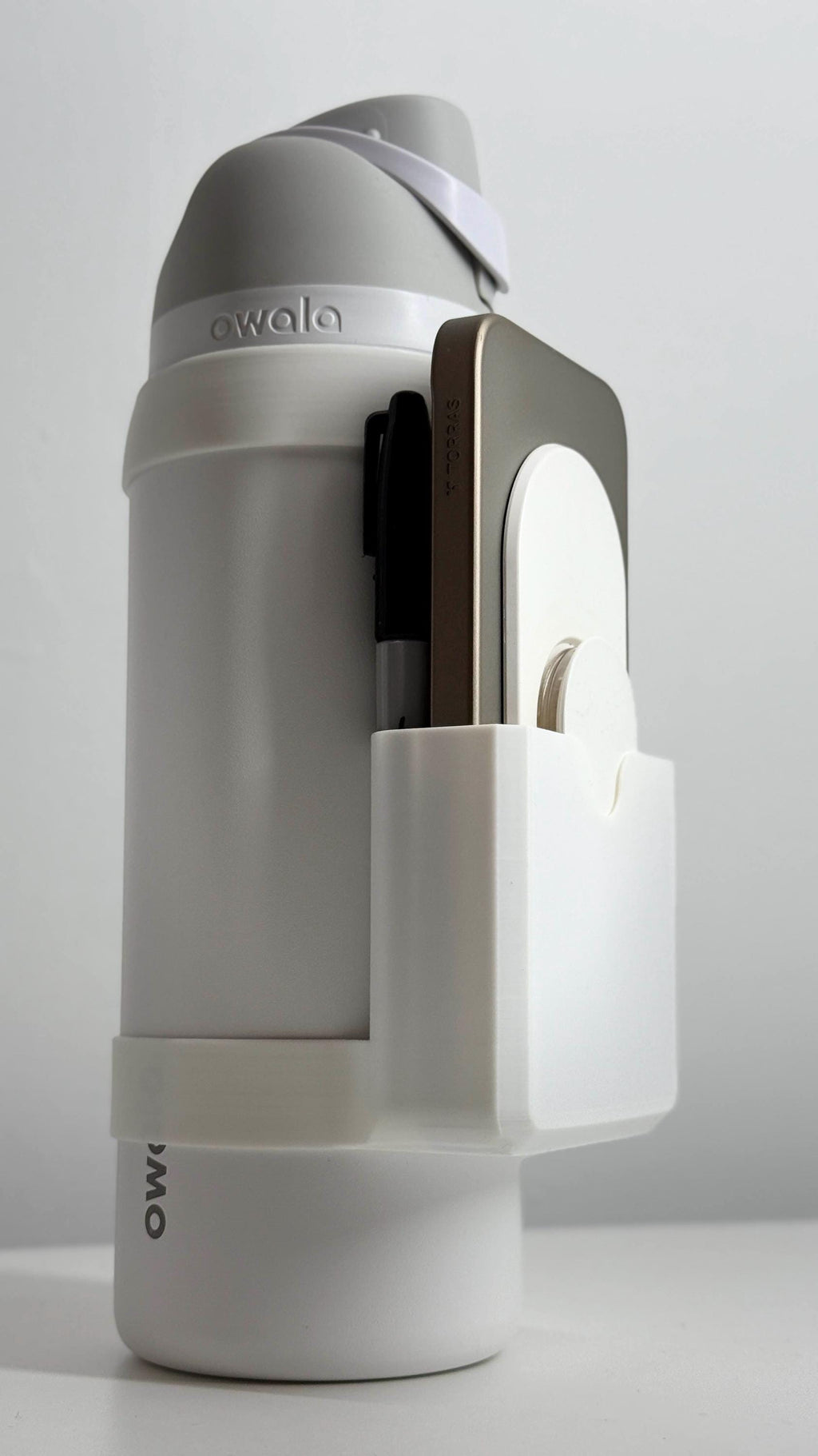 For the Owala FreeSip 32oz Water Bottle - Customizable Name Band with Phone Dock/Carrying Pouch & Dual-Pen slots