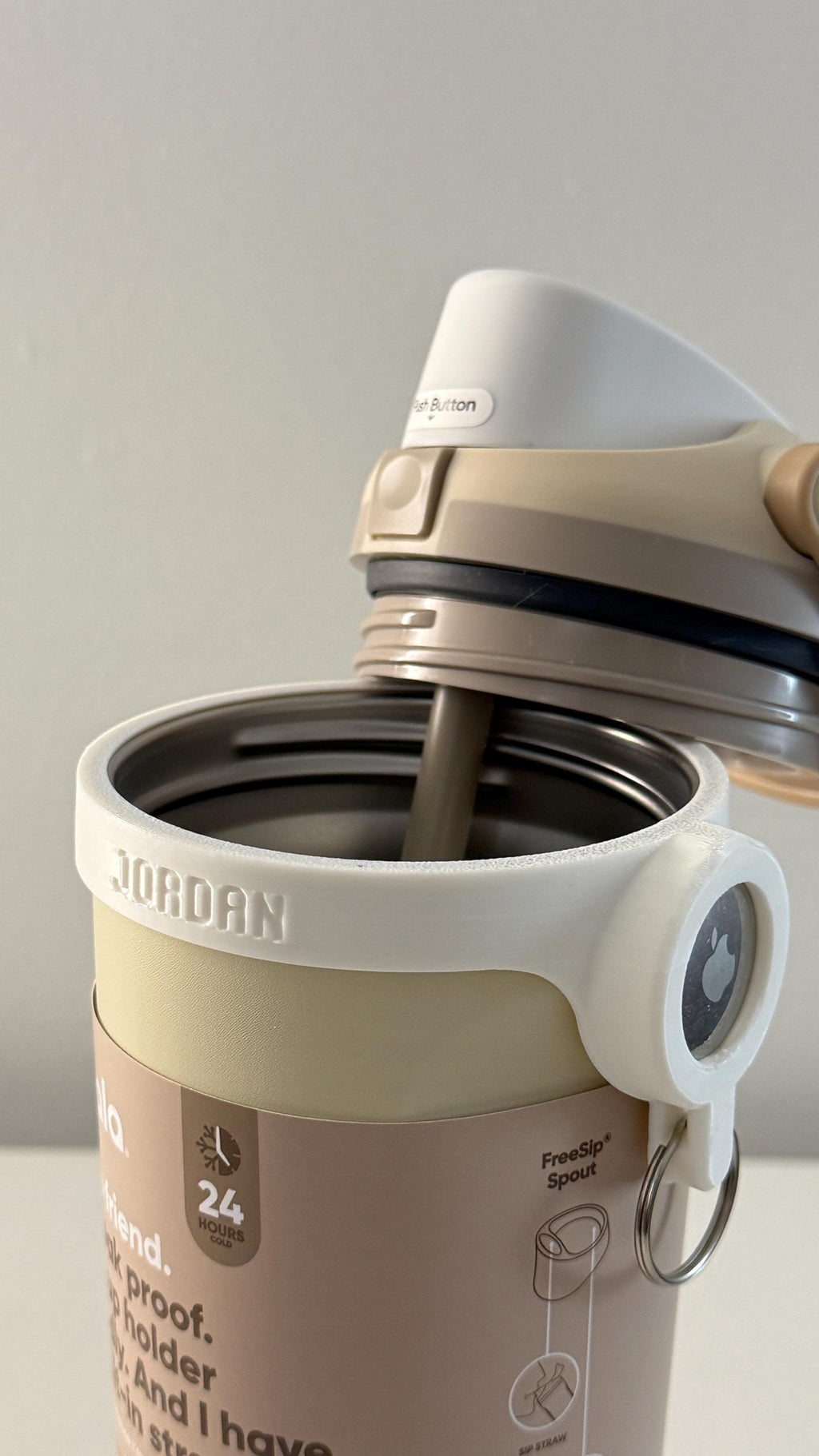 For the Owala Sway 30oz Water Bottle - Customizable Name Band with AirTag Holder and Keyring