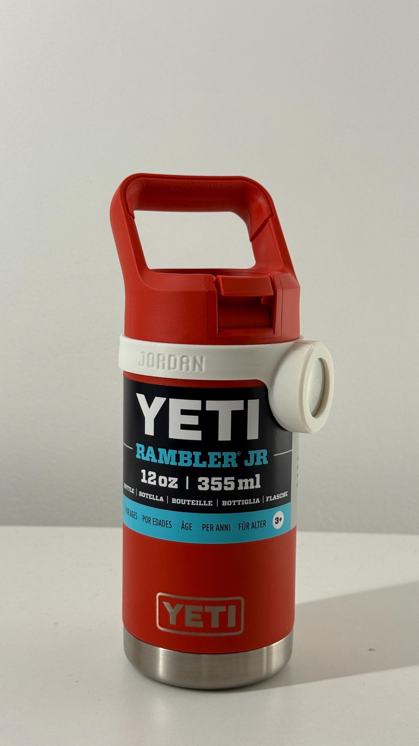 For the Yeti Rambler Jr 12oz Water Bottle - Customizable Name Band with AirTag Holder