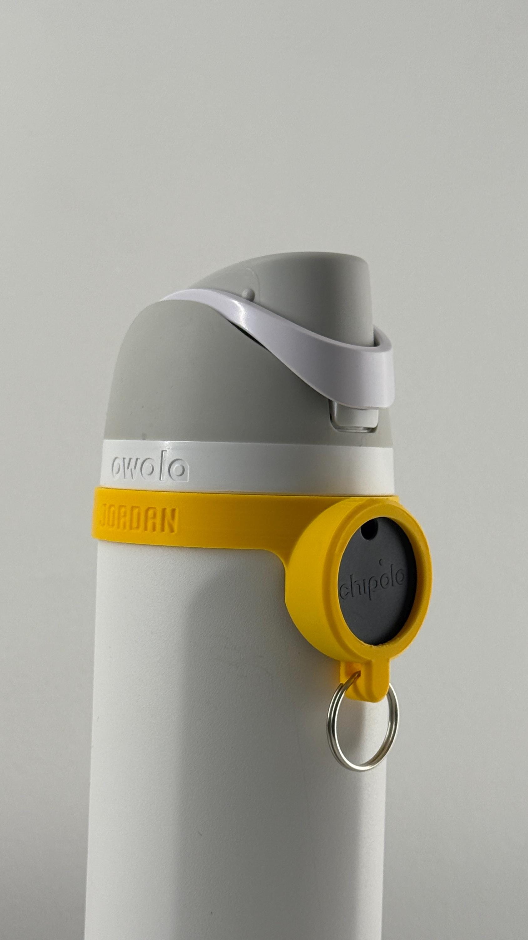 For the Owala FreeSip 24oz Water Bottle - Customizable Name Band with Chipolo POP tag Holder and Keyring