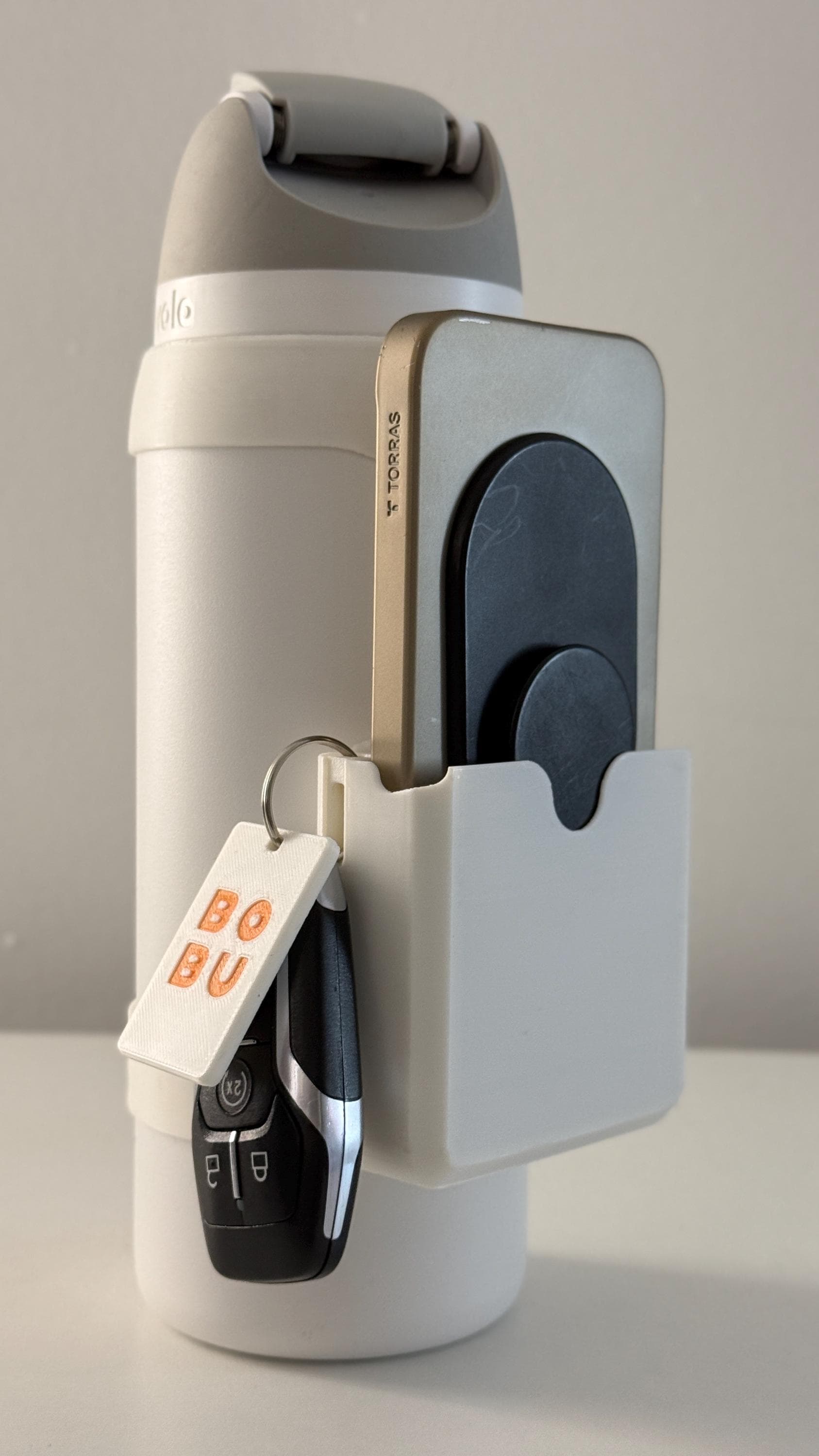 For the Owala FreeSip 32oz Water Bottle - Customizable Name Band with Phone Dock, Carrying Pouch and Dual Key Ring Holder