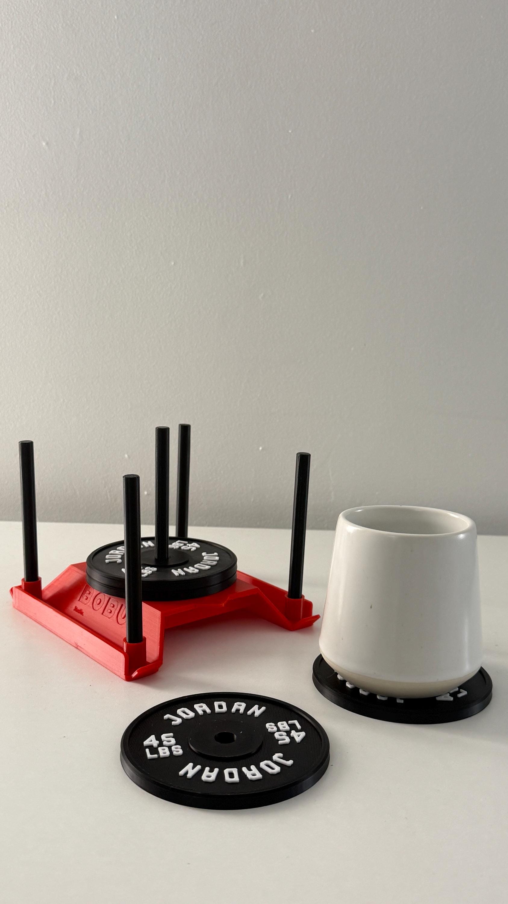 Mini Sled Coaster Set – Customizable Gym Sled Push/Pull Desk Display | Weight Plate Drink Coasters | Fitness Gift for Gym Lovers