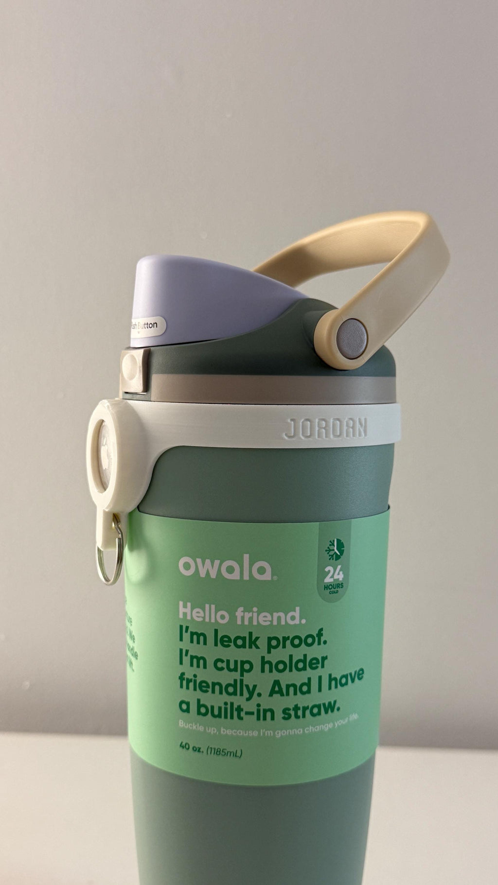 For the Owala Sway 40oz Water Bottle - Customizable Name Band with AirTag Holder and Keyring