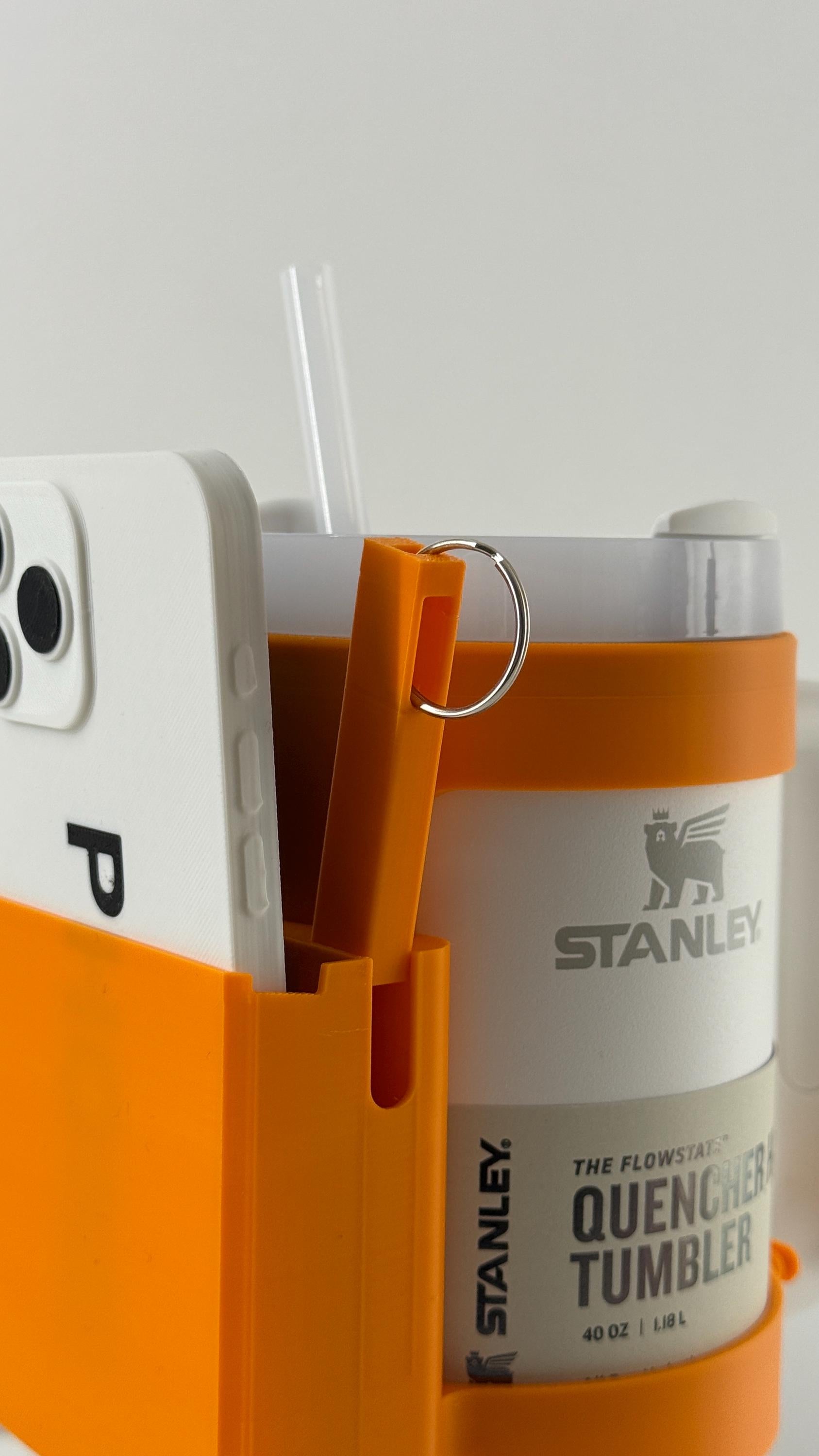For the Stanley Quencher H2.0 40oz Tumbler - Customizable Phone Dock/Carrying Pouch and Dual Key Ring Holder