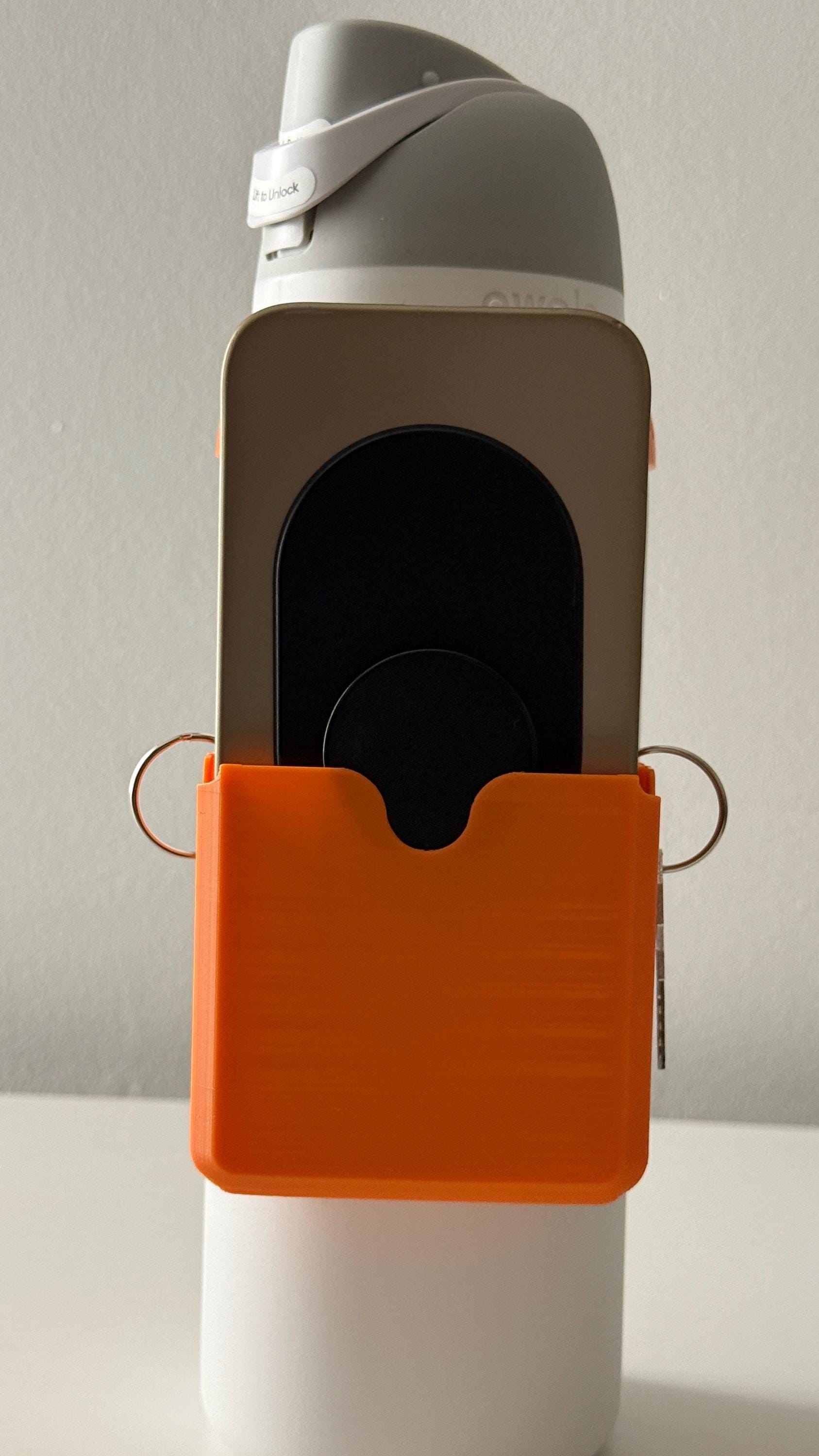 For the Owala FreeSip 40oz Water Bottle - Customizable Name Band with Phone Dock, Carrying Pouch and Dual Key Ring Holder