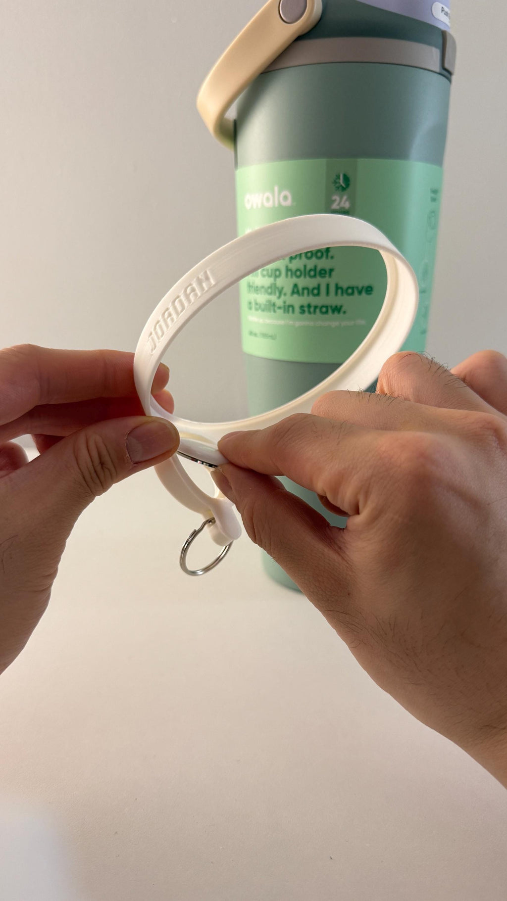 For the Owala Sway 40oz Water Bottle - Customizable Name Band with AirTag Holder and Keyring