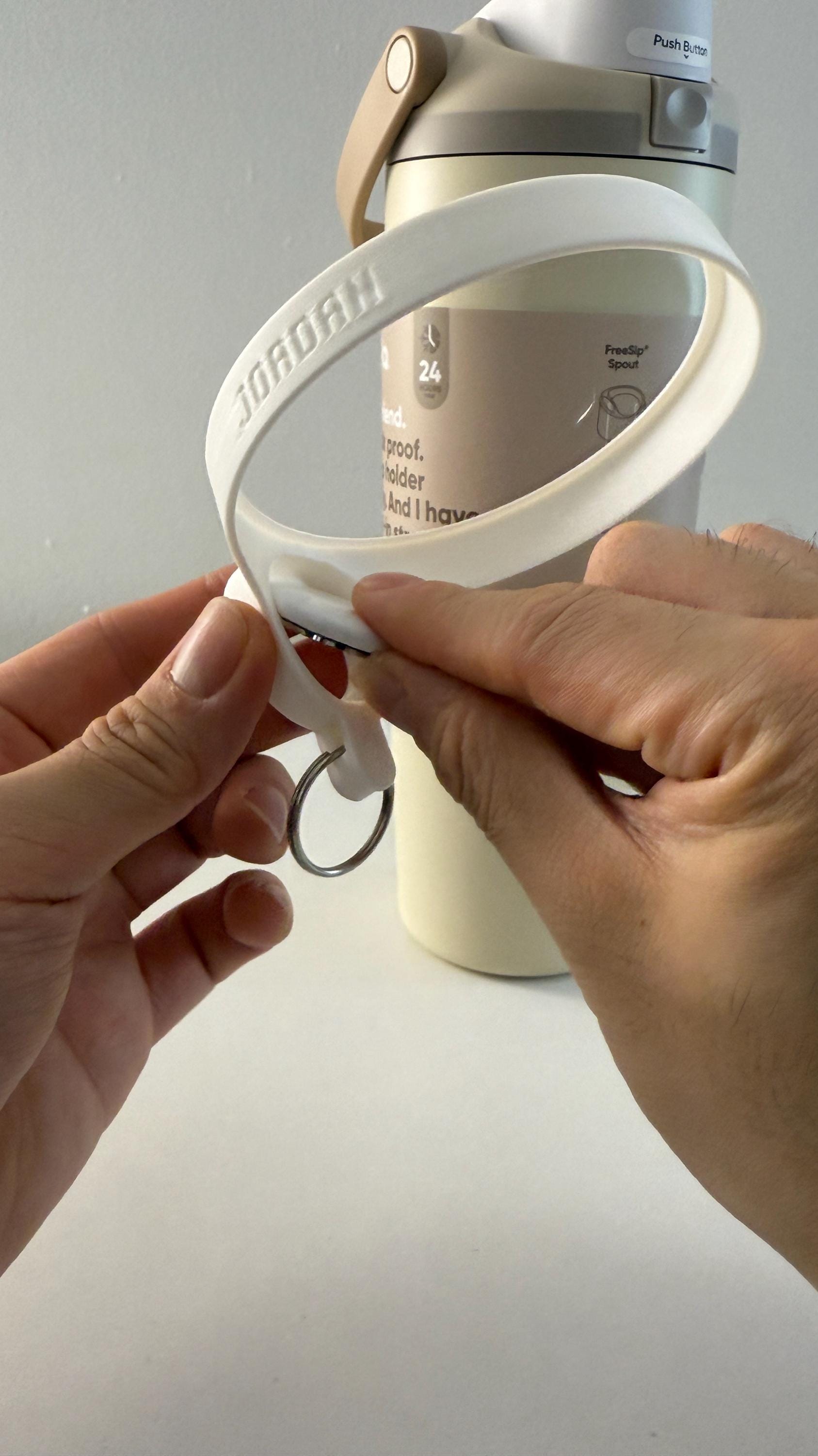 For the Owala Sway 30oz Water Bottle - Customizable Name Band with AirTag Holder and Keyring