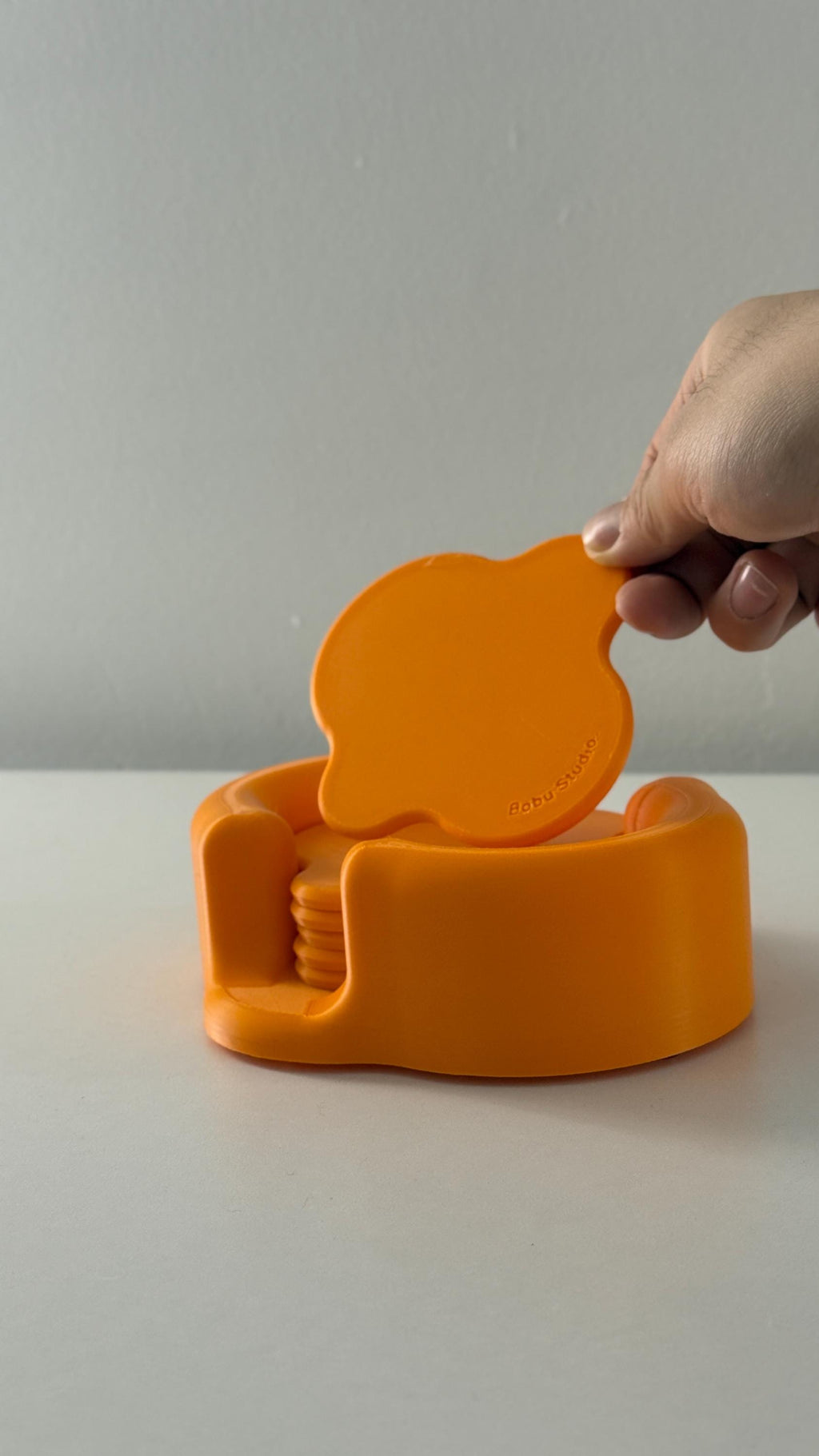 Organic Cloud Coaster Set – Customizable Modern 3D Printed Drink Coasters with Holder (Set of 6)