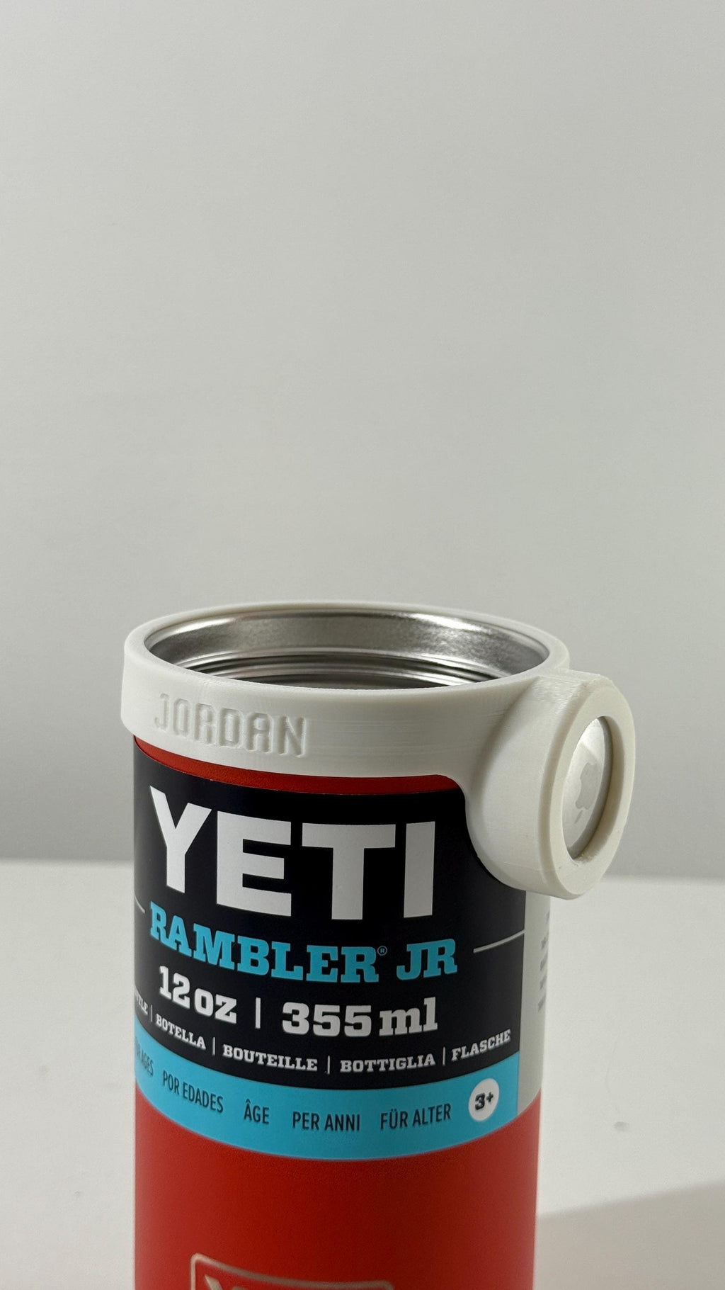 For the Yeti Rambler Jr 12oz Water Bottle - Customizable Name Band with AirTag Holder