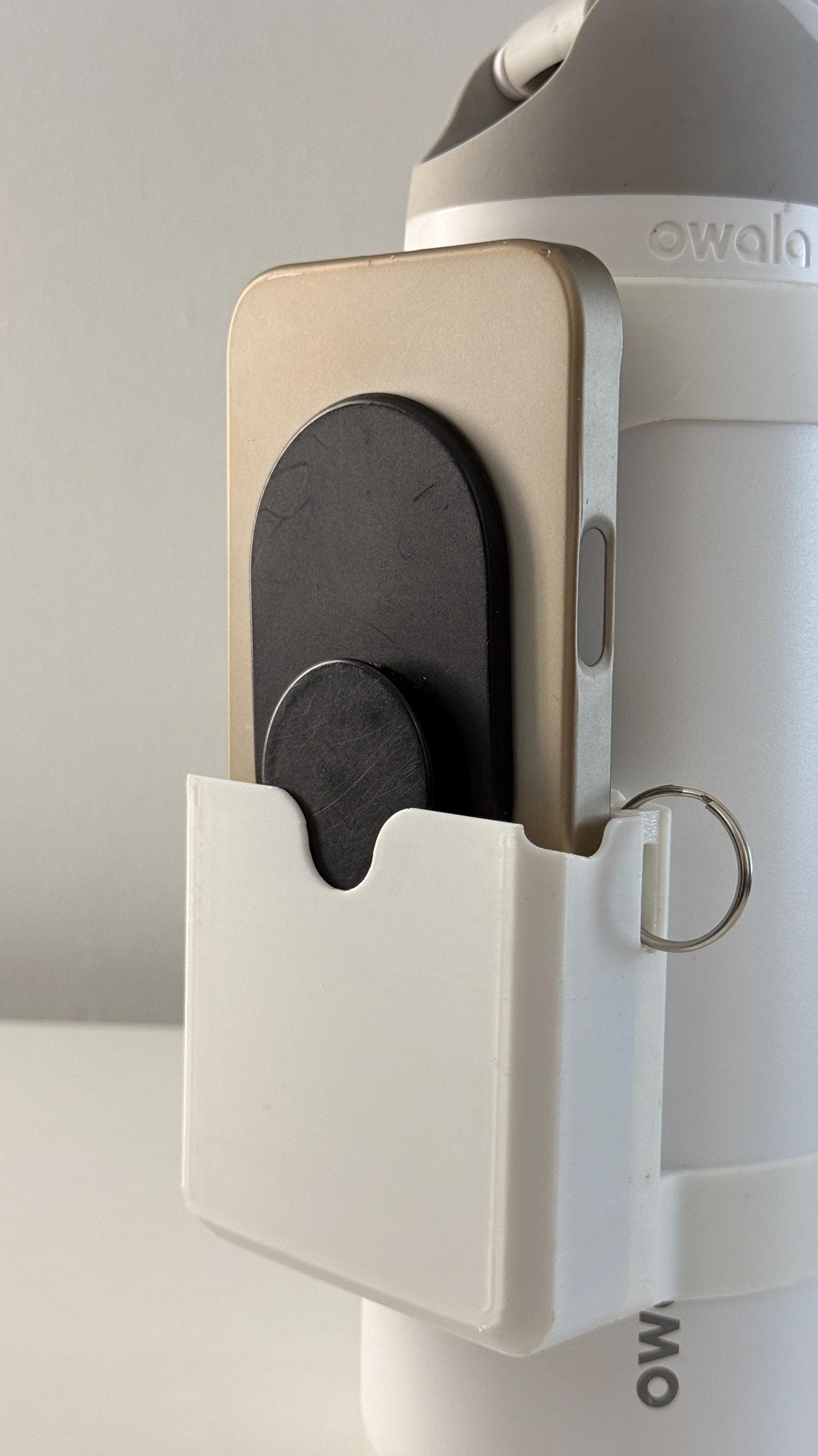 For the Owala FreeSip 32oz Water Bottle - Customizable Name Band with Phone Dock, Carrying Pouch and Dual Key Ring Holder