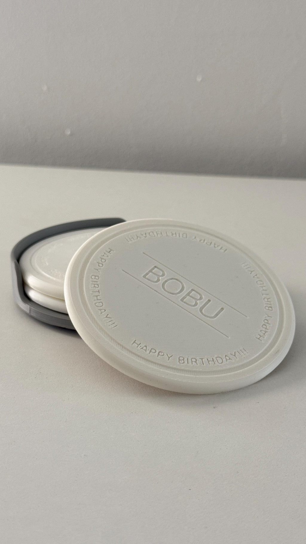 Customizable Drink Coaster Set with Holder – Custom 3D Printed Coasters with Rubber Feet