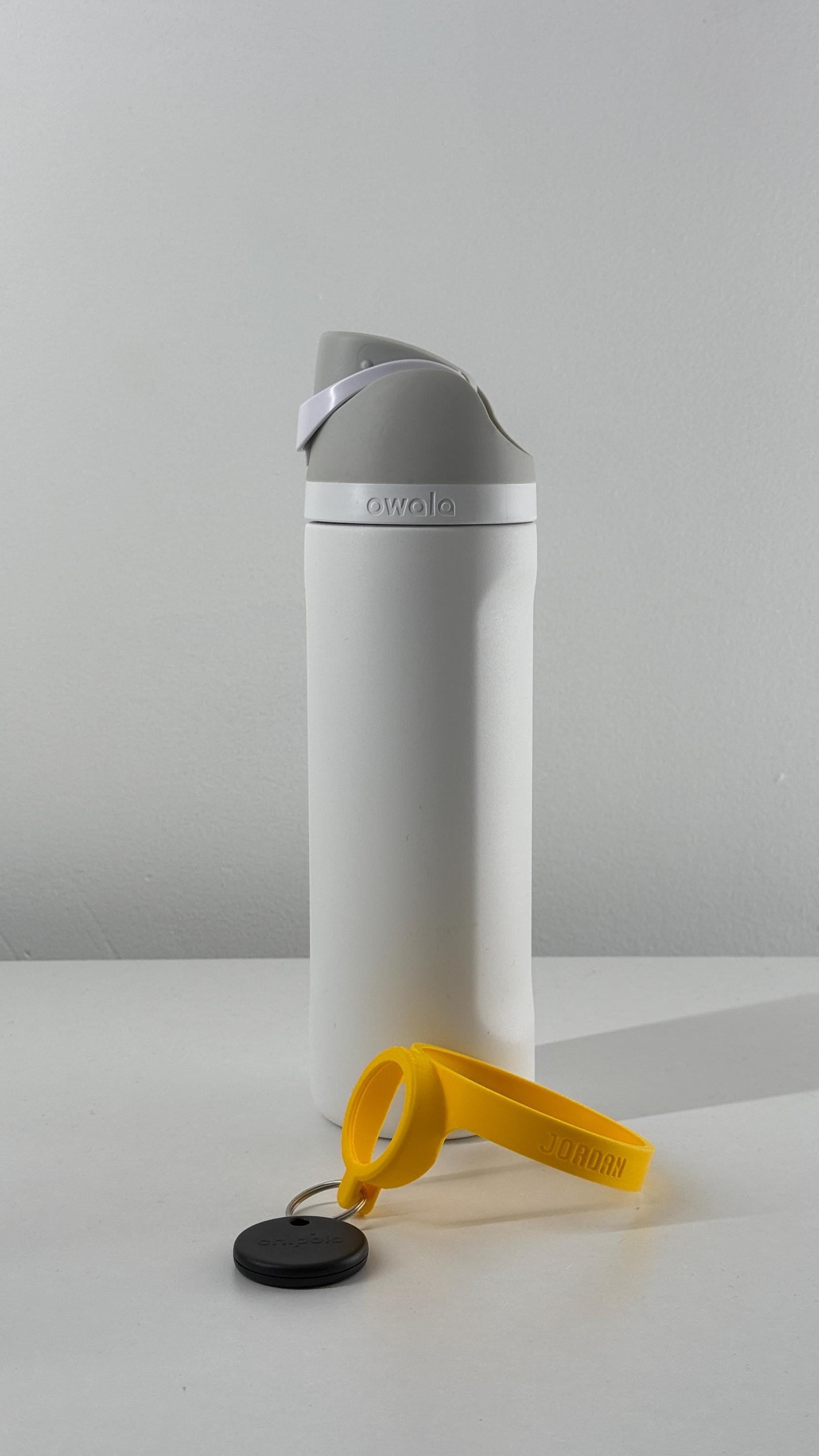 For the Owala FreeSip 24oz Water Bottle - Customizable Name Band with Chipolo POP tag Holder and Keyring