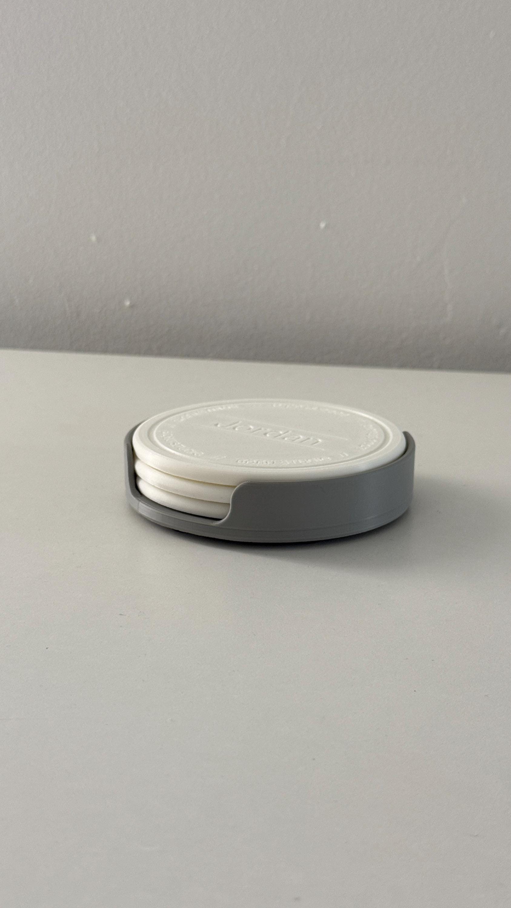 Customizable Drink Coaster Set with Holder – Custom 3D Printed Coasters with Rubber Feet