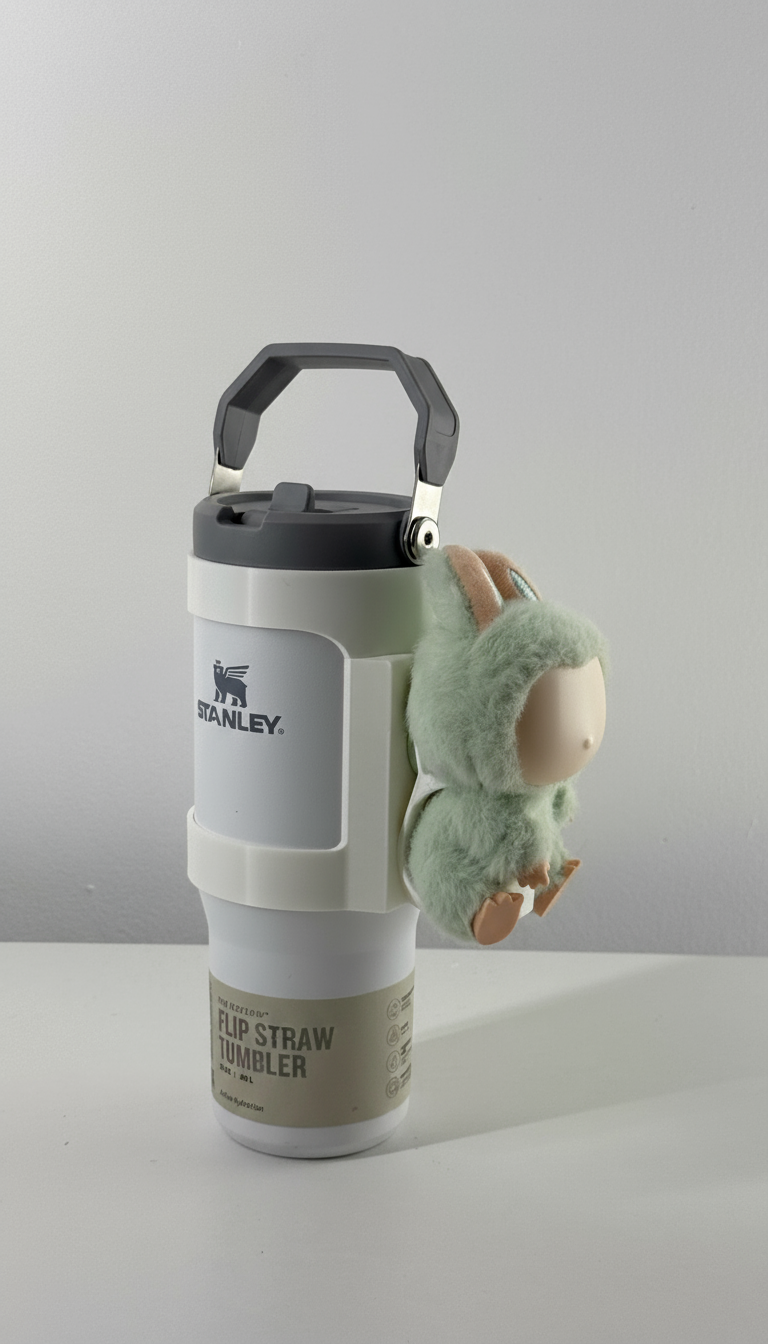 For the Stanley IceFlow 30oz: Sitting Figure Bottle Mount – Labobu Fun Display Attachment!